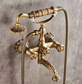 European Style Antique Carved Brass Shower Set